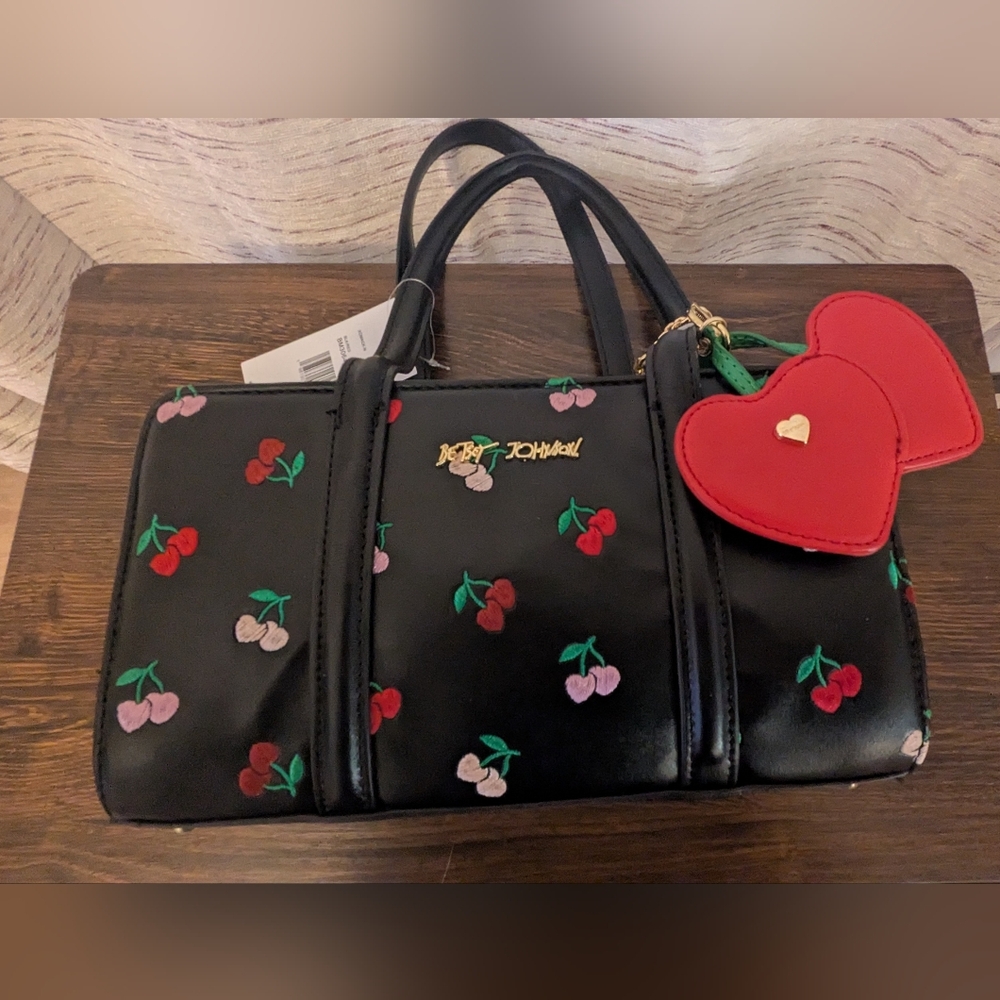 Betsey Johnson Black Bag with Cherry Embroidery. ❤️❤️Brand New ❤️❤️ - Picture 5 of 7